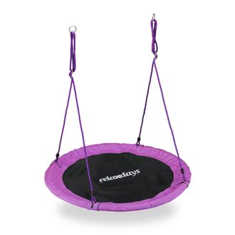 Relaxdays Relaxdays - Columpio Jard&iacute;n Nido De Altura Ajustable Para Ni&ntilde;os Y Adultos, Hasta 100 Kg, Morado, &Oslash; 110 Cm