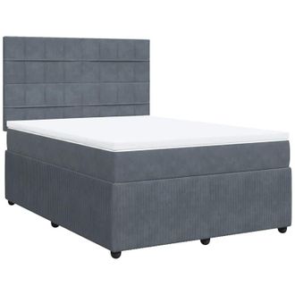 vidaXL Cama Box Spring Con Colch&oacute;n Terciopelo Gris Oscuro 140x200 Cm