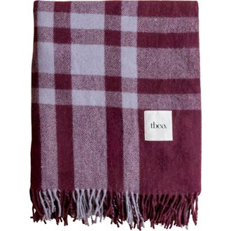 TBCo Recycled Wool Checkered Throw Blanket in Burgundy Modern Tartan at Nordstrom, Size Large