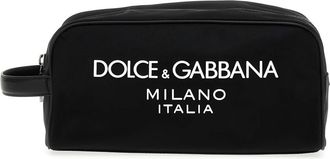 Dolce & Gabbana Nylon Toilettas met Rubberen Logo - Heren - Toilettassen - Zwart - ONE Size - Nylon - Tassen