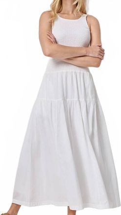 Lilla P Smocked Bodice Maxi Dress In White