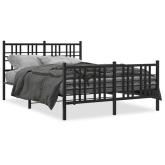 Berkfield Home Metal Bed Frame without Mattress with Footboard Black 120x190cm | Size: 120x190 cm