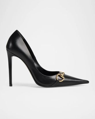 Gucci 110mm Donna Leather Horsebit Pumps