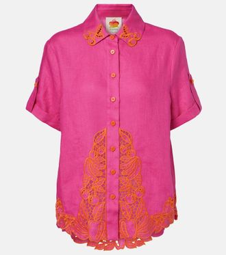 Farm Rio Broderie anglaise linen shirt