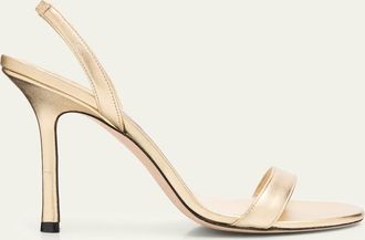 Jimmy Choo London 85mm Jenn Metallic Leather Sandals