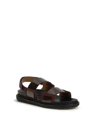 Marni Womens Double-Strap Fussbett Sandals Dark Brown-Bordeaux Brown/bordeaux