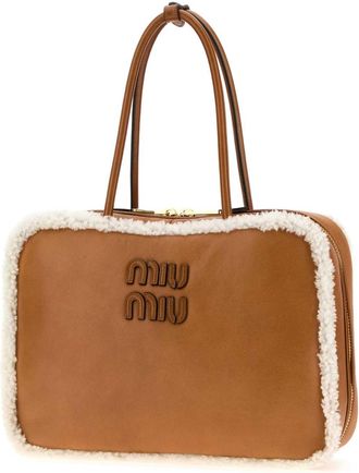 Miu Miu Womens Camel Leather Beau Handbag Cognacnaturale Ovisariesaries Borse A Mano Bag