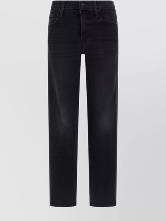 Mother denim mid-rise wide-leg cropped jeans