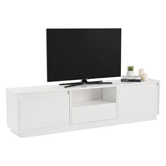 Dmora Dmora - Mueble De Televisi&oacute;n Morrigan, Aparador De Sal&oacute;n, Mueble Bajo Para Tv, Base De Pared Equipada, 160x30 H42 Cm, Blanco