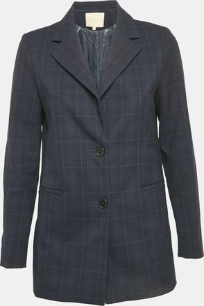 Maje Navy Blue Checks Gabardine Blazer