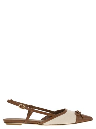 Stuart Weitzman Kitty Leder und Leinen Slingback