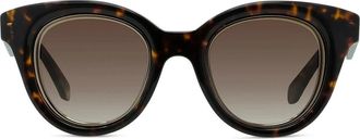 Loewe Anagram 51mm Gradient Butterfly Sunglasses in Dark Havana /Gradient Brown at Nordstrom