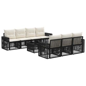 vidaXL Conjunto De Sof&aacute;s De Jard&iacute;n 8 Uds. Negro Rat&aacute;n Sint&eacute;tico Vidaxl