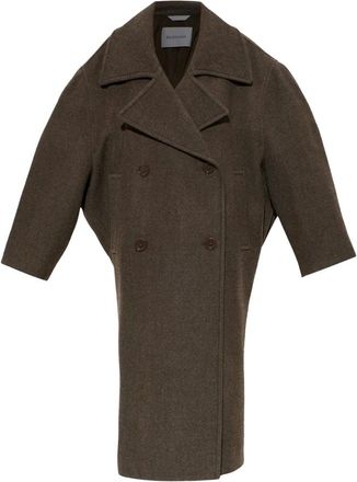 Balenciaga Abrigo Cruzado de Lana - Coats - Mujer - Marr&oacute;n - XS