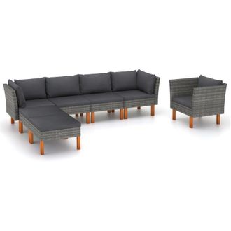 vidaXL Set De Muebles De Jard&iacute;n 7 Pzas Rat&aacute;n Sint&eacute;tico Eucalipto Gris Vidaxl