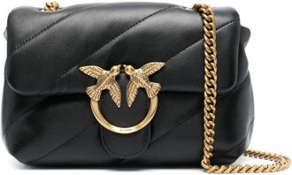 Pinko Quilted Shoulder Bag With Gold-Tone Bird Motif