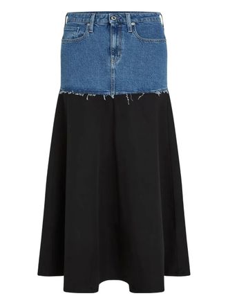 Karl Lagerfeld Maxi-rok met denim vlakken - Blauw