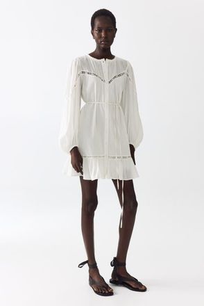 H&M Cotton Tunic Dress in White at Nordstrom, Size X-Small