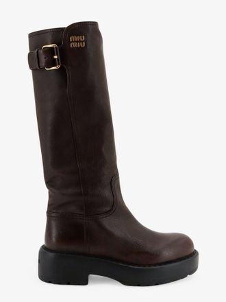 Miu Miu Stivali in pelle con logo lettering in rilievo - MIU MIU - gender_Woman