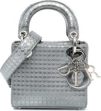 Dior Silver Mini Patent Microcannage Lady Dior
