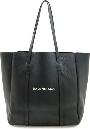 Balenciaga Black Leather Shoulder Bag Tote Bag (Pre-Owned)