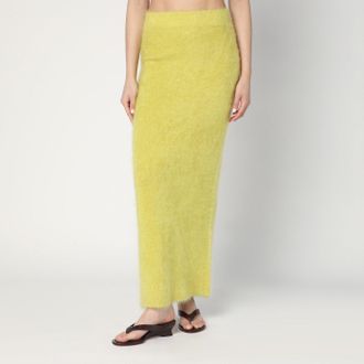 Soft Goat Long Lime Coloured Brushed Cashmere Skirt