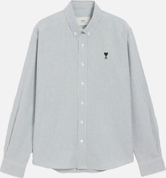 Ami Mens Button Down Collar Shirt White - Black - Size: Regular/38