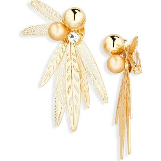 Carolina Herrera Olive Leaf Clip-On Earrings in Gold at Nordstrom