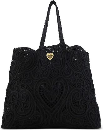 Dolce & Gabbana Beatrice Crochet Lace Jacquard Large tote bag - Zwart
