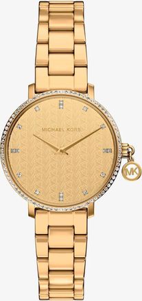 Michael Kors Mini Pyper Pav&eacute; Gold-Tone Watch