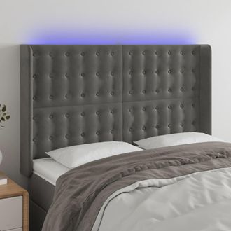 vidaXL Cabecero Con Led De Terciopelo Gris Oscuro 147x16x118/128 Cm Vidaxl
