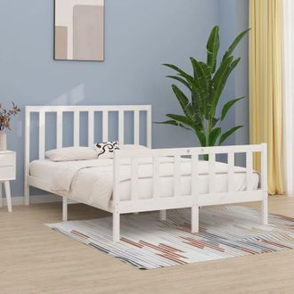 vidaXL Estructura De Cama De Madera Maciza Blanca 140x190 Cm Vidaxl
