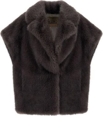 Herno Gilet met revers van imitatiebont - Dames - Jassen - Grijs - Maat: S Zijde