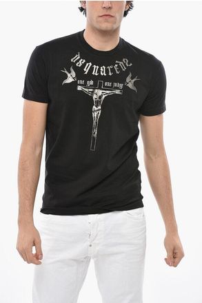 Dsquared2 Crewneck Cotton T-Shirt With Lam&eacute; Print size M