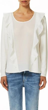 Liu Jo Top met lange mouwen en ruches - Dames - Blouses - Wit - S - Overhemden