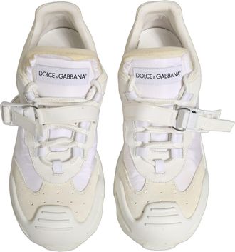 Dolce & Gabbana White Airmaster Panelled Low Top Men Sneakers Shoes Nylon Suede
