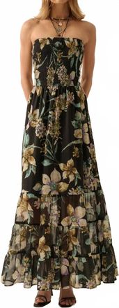 Promesa Floral Chiffon Smocked Open-Back Maxi Dress In Black