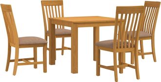 vidaXL Conjunto De Comedor 5 Uds. Gris Madera De Roble S&oacute;lido Vidaxl