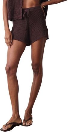 Marine Layer Celita Open Stitch Drawstring Shorts in Chocolate at Nordstrom, Size X-Large