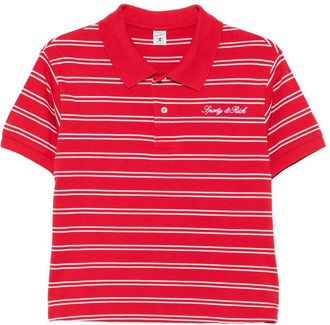 Sporty & Rich Striped Logo-embroidered Cotton Polo Shirt
