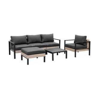 Sweeek Conjunto de muebles de jard&iacute;n en aluminio y resina, 5 plazas