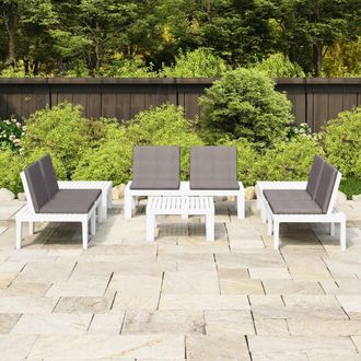vidaXL Set De Muebles De Jard&iacute;n 6 Piezas Con Cojines Pl&aacute;stico Blanco Vidaxl