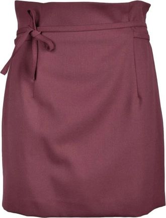 Erika Cavallini Semi Couture Elegante Wollen Stretch Rok - Dames - Korte rokken - Paars - S - Wol - Rokken