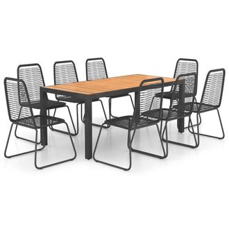 vidaXL Set De Comedor De Jard&iacute;n 9 Piezas Pvc Rat&aacute;n Negro Y Marr&oacute;n Vidaxl