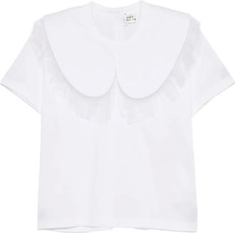 Comme Des Garçons Top met ruches en kant - Wit