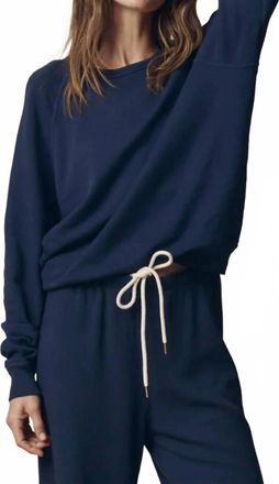 The Great. College Crew Neck Long Sleeve Sweatshirt In True Navy