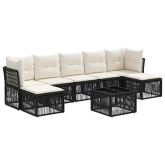 vidaXL Conjunto De Sof&aacute;s De Jard&iacute;n 8 Pcs Negro Rat&aacute;n Sint&eacute;tico Vidaxl