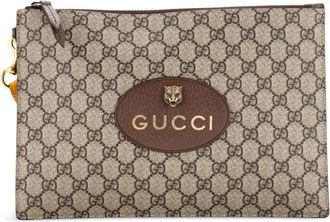 Gucci Neo Vintage Wristlet Pouch GG Coated Canvas clutch bag - Bruin