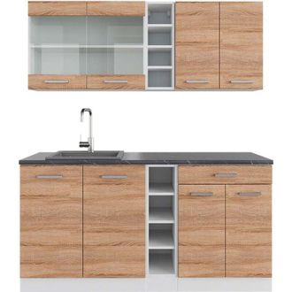 Vicco Cocina Vers&aacute;til R-line, Sonoma/blanco, 160 Cm, Et Antracita