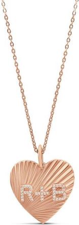 SHYMI Fluted Heart Initial Pendant Necklace in Rose at Nordstrom